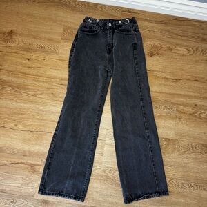 Dazy Pants Womens Medium Black Denim Jeans Straight Leg 100% grommet size XS